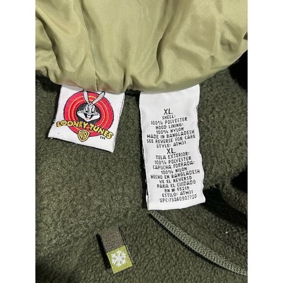 Vintage Warner Bros 2001 Looney Tunes Tweety Bird Quarter Zip Pullover Hoodie XL - Picture 9 of 11